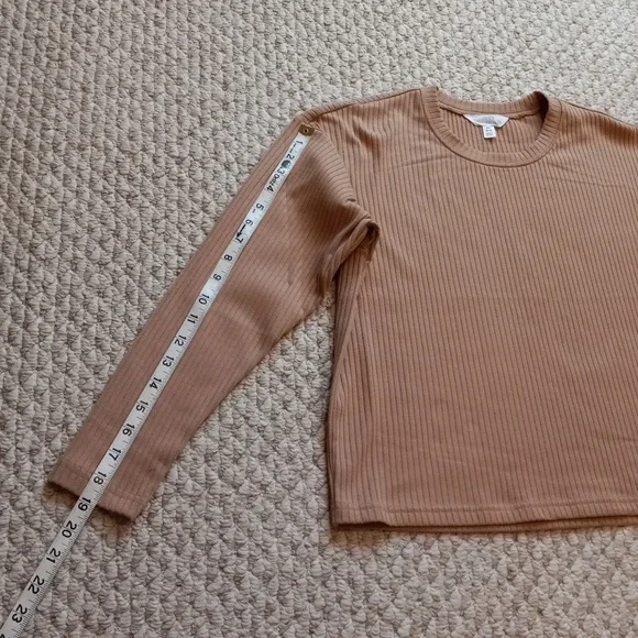 Pumpkin Spice Ribbed Long Sleeve Crewneck Top Relaxed Minimalist Slouchy Active - Picture 8 of 14